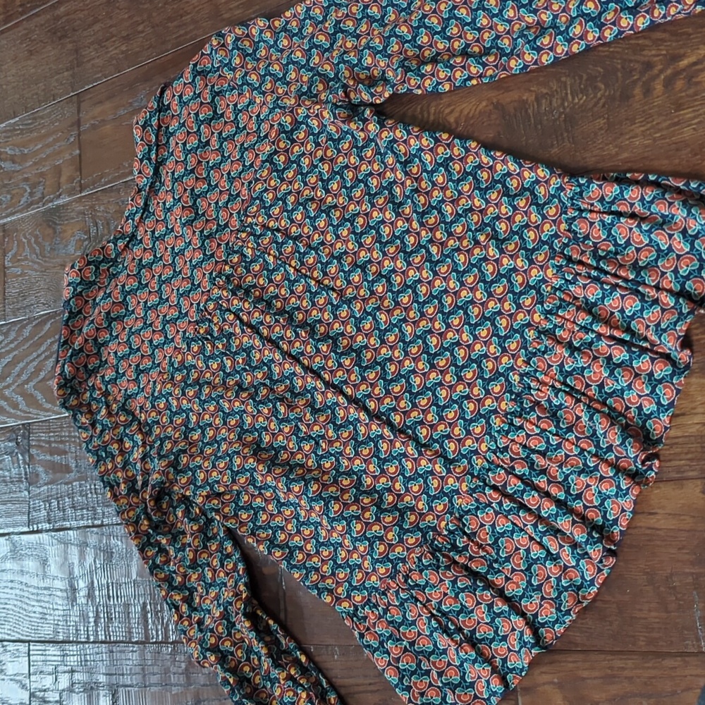 ANTHRO I Blue Motif Janie Flounced Peasant Ruffled Peplum Blouse Top by Maeve, 4 - Picture 4 of 16